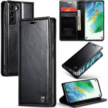CaseMe Samsung Galaxy S21 FE Wallet Kickstand Magnetic Case Black