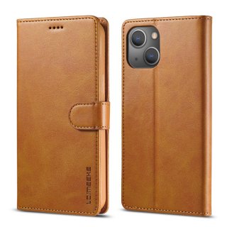 LC.IMEEKE iPhone 14 Wallet Magnetic Stand Case Brown
