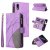iPhone XR Zipper Wallet Magnetic Stand Case Purple