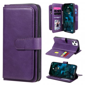 iPhone 12 Pro Max Multi-function 10 Card Slots Wallet Stand Case Violet