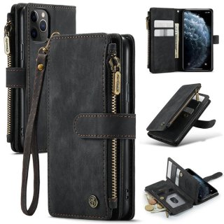 CaseMe iPhone 11 Pro Wallet Kickstand Retro Leather Case Black