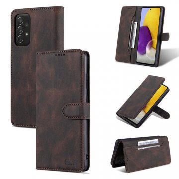 AZNS Samsung Galaxy A72 5G Wallet Kickstand Magnetic Case Coffee