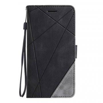 iPhone XS Max Wallet Splicing Kickstand PU Leather Case Black