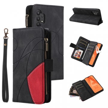 Samsung Galaxy A32 4G Zipper Wallet Magnetic Stand Case Black