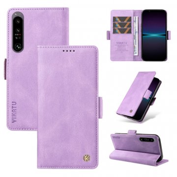 YIKATU Sony Xperia 1 IV Skin-touch Wallet Kickstand Case Purple