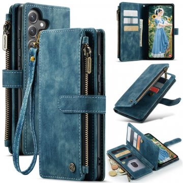 CaseMe Samsung Galaxy S23 FE Wallet Kickstand Case with Wrist Strap Blue