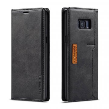 LC.IMEEKE Samsung Galaxy S8 Wallet Magnetic Stand Case with Card Slots Black