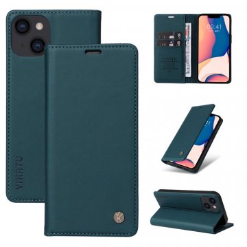 YIKATU iPhone 13 Wallet Kickstand Magnetic Case Blue