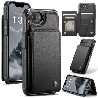 CaseMe iPhone 16e RFID Blocking Card Holder Kickstand Case Black