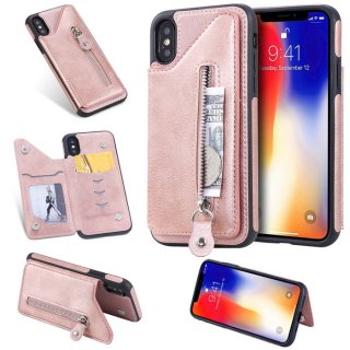 iPhone XS Wallet Magnetic Kickstand Shockproof Cover Rose Gold