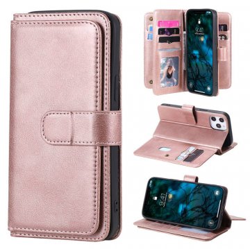 iPhone 12 Pro Max Multi-function 10 Card Slots Wallet Stand Case Rose Gold