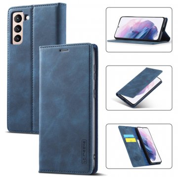 LC.IMEEKE Samsung Galaxy S21 Wallet Kickstand Magnetic Case Blue