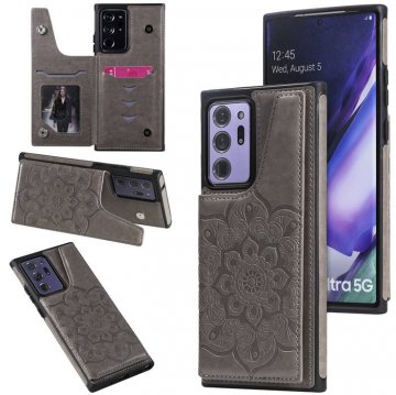 Samsung Galaxy Note 20 Ultra Embossed Wallet Magnetic Stand Case Gray