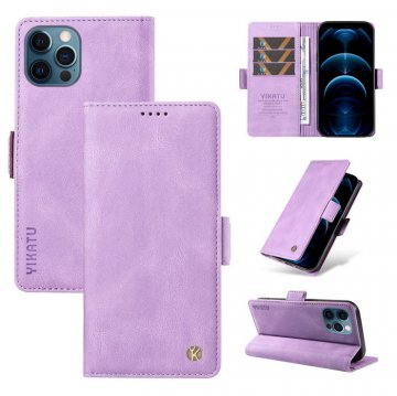 YIKATU iPhone 12 Pro Max Skin-touch Wallet Kickstand Case Purple