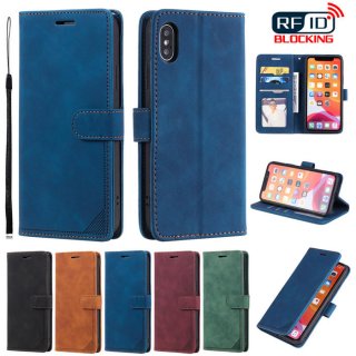 iPhone XS Max Wallet RFID Blocking Kickstand Case Blue