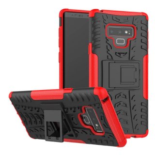 Samsung Galaxy Note 9 Hybrid Rugged PC + TPU Kickstand Case Red