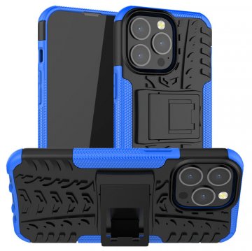 iPhone 13 Pro Anti-Slip Dual Layer Hybrid Kickstand Case Blue