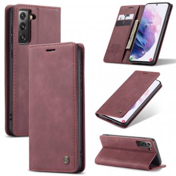 CaseMe Samsung Galaxy S21 Wallet Kickstand Magnetic Case Red