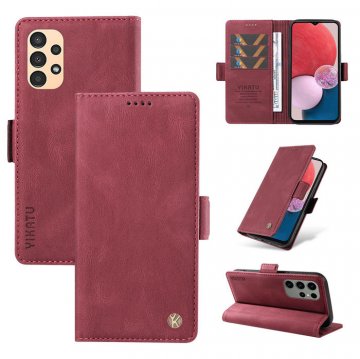 YIKATU Samsung Galaxy A73 5G Skin-touch Wallet Kickstand Case Wine Red