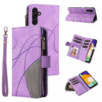 Samsung Galaxy A13 5G Zipper Wallet Magnetic Stand Case Purple