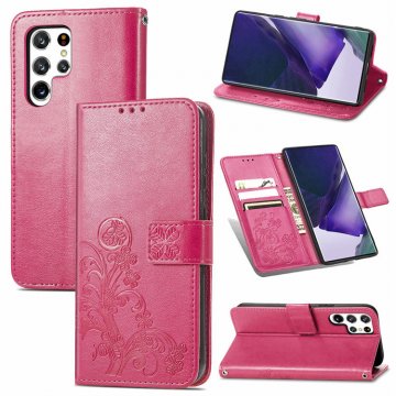 Four Leaf Clover Wallet Magnetic Case Rose For Samsung