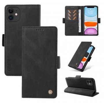 YIKATU iPhone 11 Skin-touch Wallet Kickstand Case Black