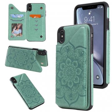 iPhone XS Max Embossed Wallet Magnetic Stand Case Green