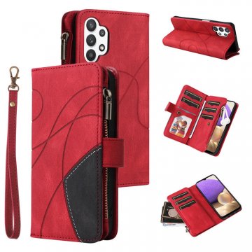 Samsung Galaxy A32 5G Zipper Wallet Magnetic Stand Case Red