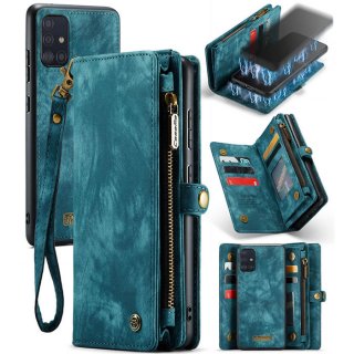 CaseMe Samsung Galaxy A71 4G Wallet Case with Wrist Strap Blue