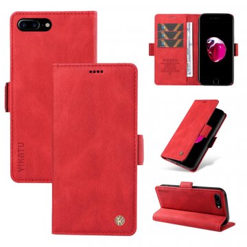 YIKATU iPhone 7 Plus/8 Plus Skin-touch Wallet Kickstand Case Red