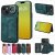 For iPhone 15 Card Holder Ring Kickstand PU Leather Case Green