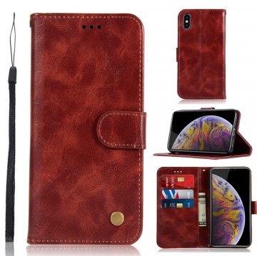 iPhone XS Max Premium Vintage Wallet Kickstand Case Wine Red