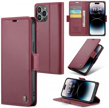 CaseMe Wallet RFID Blocking Magnetic Buckle Case Red