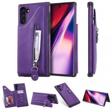 Samsung Galaxy Note 10 Wallet Card Slots Shockproof Cover Purple