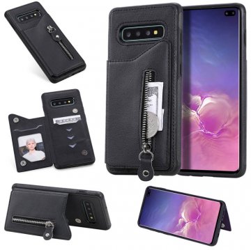 Samsung Galaxy S10 Plus Wallet Magnetic Shockproof Cover Black