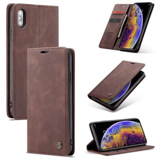 CaseMe iPhone XS Retro Wallet Kickstand Magnetic Flip Case Coffee