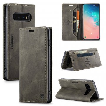 Autspace Samsung Galaxy S10 Plus Wallet Kickstand Case Coffee