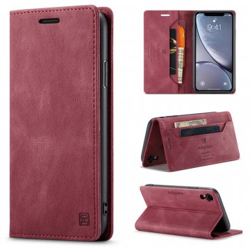 Autspace iPhone XR Wallet Kickstand Magnetic Shockproof Case Red