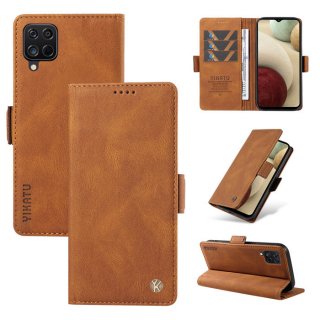 YIKATU Samsung Galaxy A12 5G Skin-touch Wallet Kickstand Case Brown