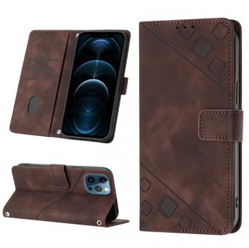 Skin-friendly iPhone 12 Pro Max Wallet Stand Case with Wrist Strap Coffee