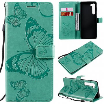 Motorola Edge Embossed Butterfly Wallet Magnetic Stand Case Green