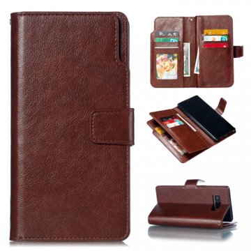 Samsung Galaxy Note 8 Wallet Stand Crazy Horse Leather Case Brown
