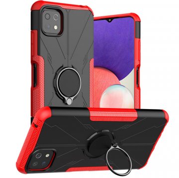 Samsung Galaxy A22 5G Hybrid Rugged Ring Kickstand Case Red