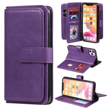 iPhone 11 Pro Max Multi-function 10 Card Slots Wallet Case Violet