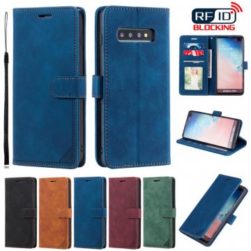 Samsung Galaxy S10 Plus Wallet RFID Blocking Kickstand Case Blue