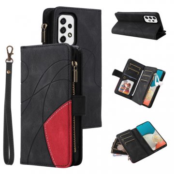 Samsung Galaxy A53 5G Zipper Wallet Magnetic Stand Case Black