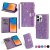 Bling Glitter Carving Zipper Wallet 9 Card Slots Case with Wrist Strap Purple
