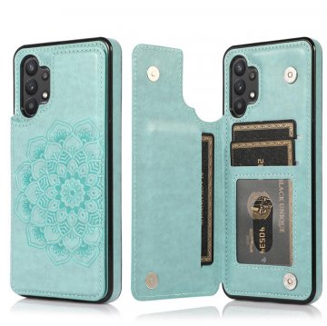 Mandala Embossed Samsung Galaxy A32 5G Case with Card Holder Green