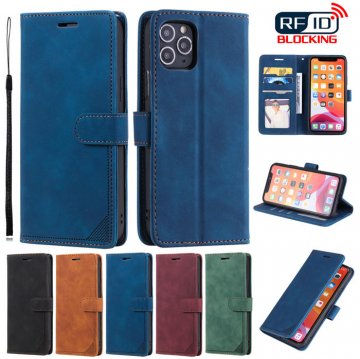 iPhone 11 Pro Max Wallet RFID Blocking Kickstand Case Blue