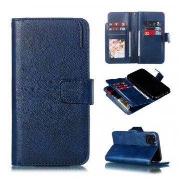 iPhone 11 Pro Max Wallet Stand Crazy Horse Leather Case Blue